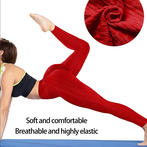 Textured TikTok Leggings - (Red) - Picture 4 of 8